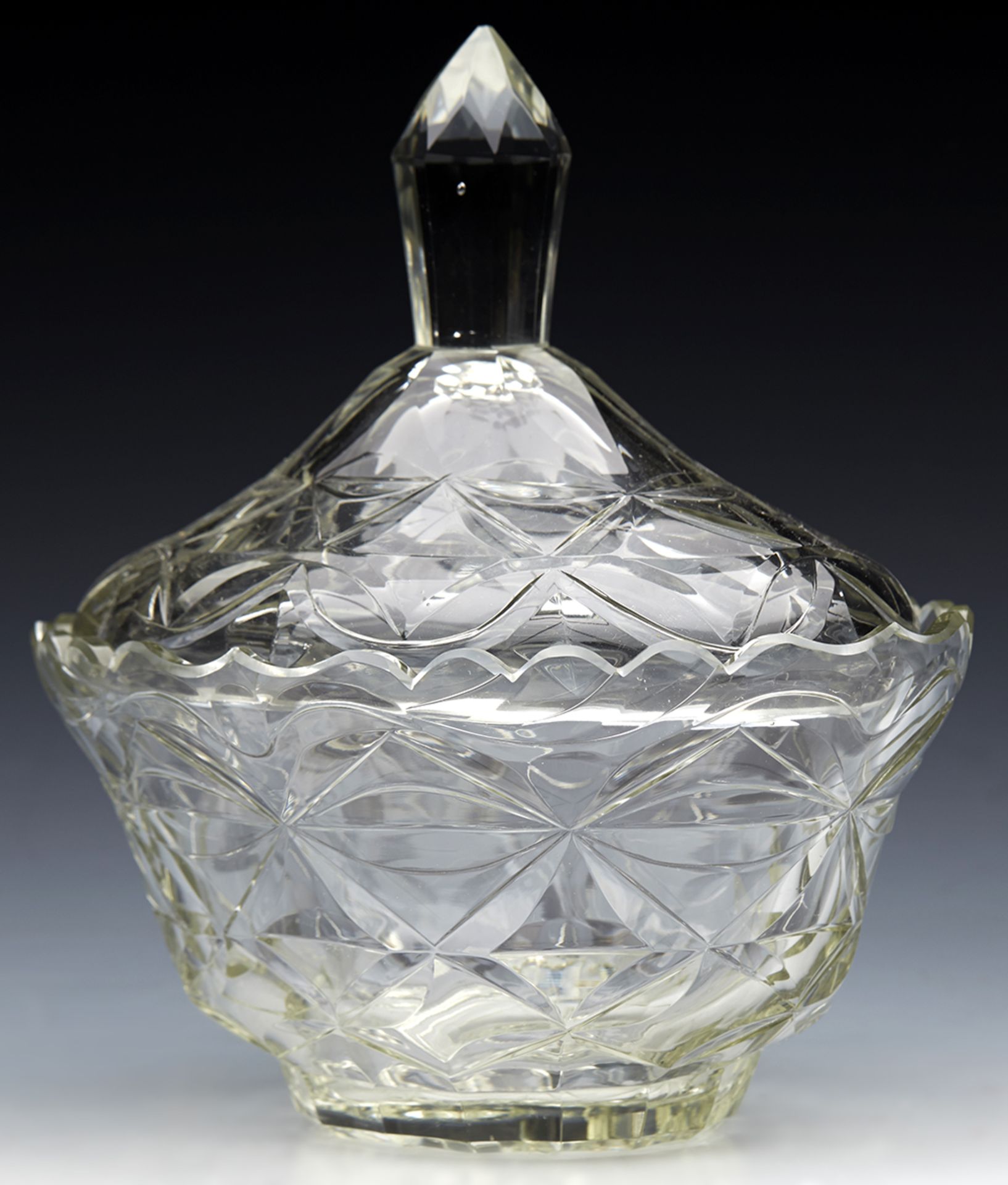 ANTIQUE CUT GLASS LIDDED BUTTER DISH AND STAND EARLY 19TH C.   DIMENSIONS   Height 19cm, Length 25, - Image 15 of 15