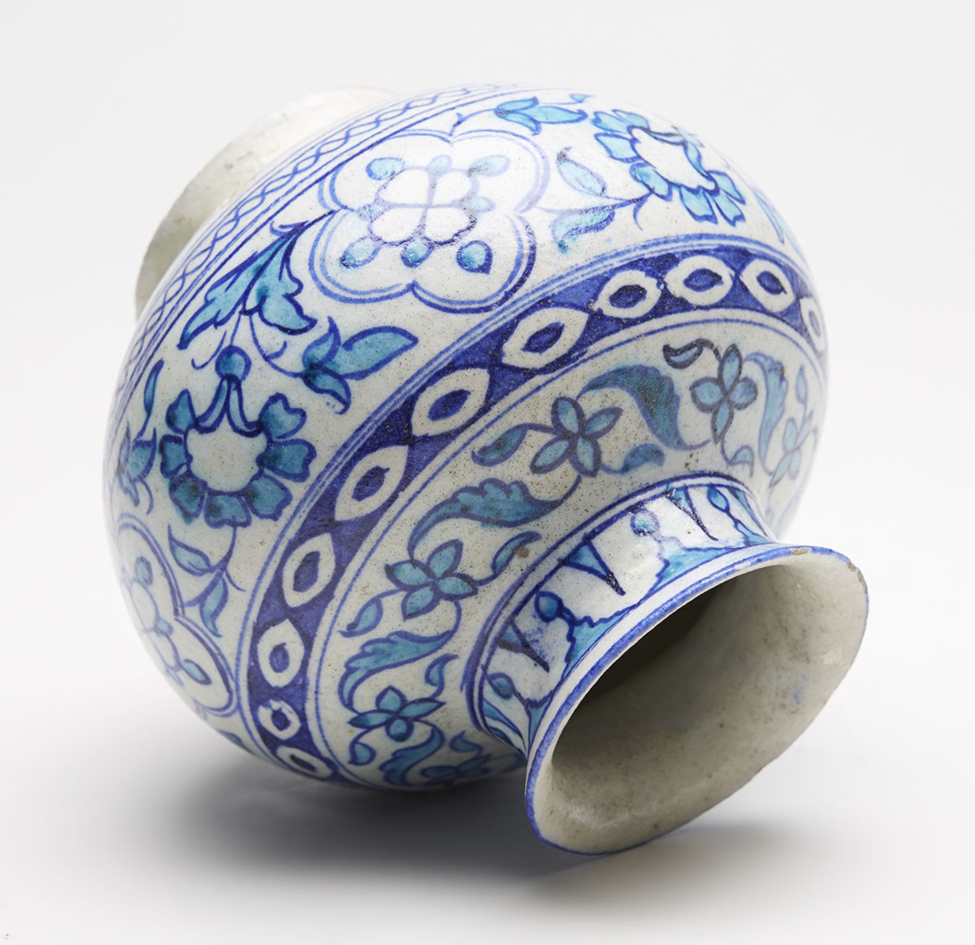 ANTIQUE MIDDLE EASTERN/INDIAN BLUE & WHITE VASE 19TH C.   DIMENSIONS   Height 13,5cm, Diameter 14, - Image 9 of 9