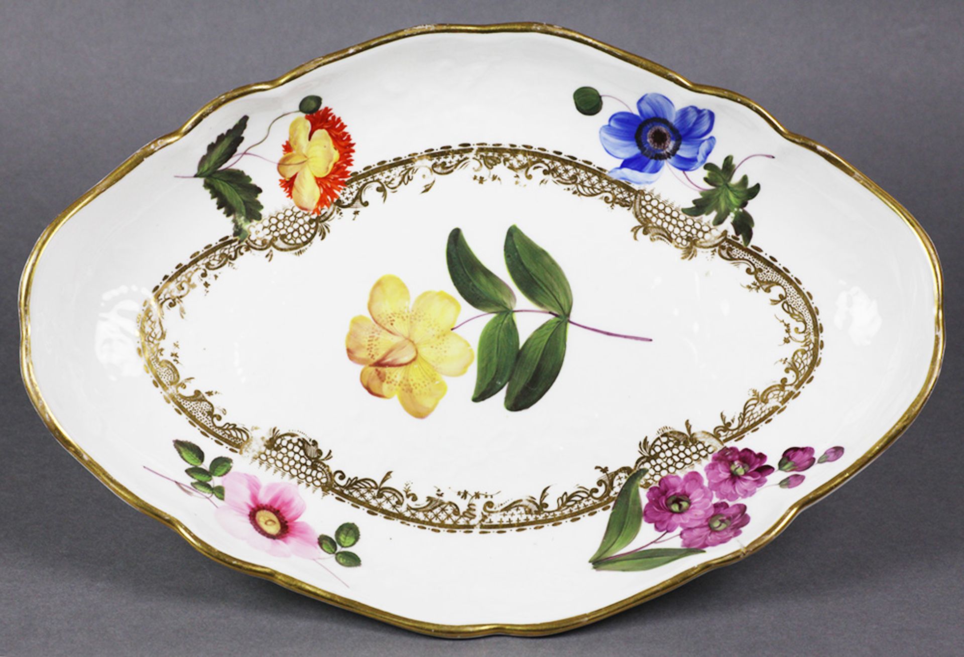 ANTIQUE COALPORT BOTANICAL DISH WILLIAM BILLINGSLEY C.1810   DIMENSIONS   Length 28,5cm, Width 19, - Image 2 of 10