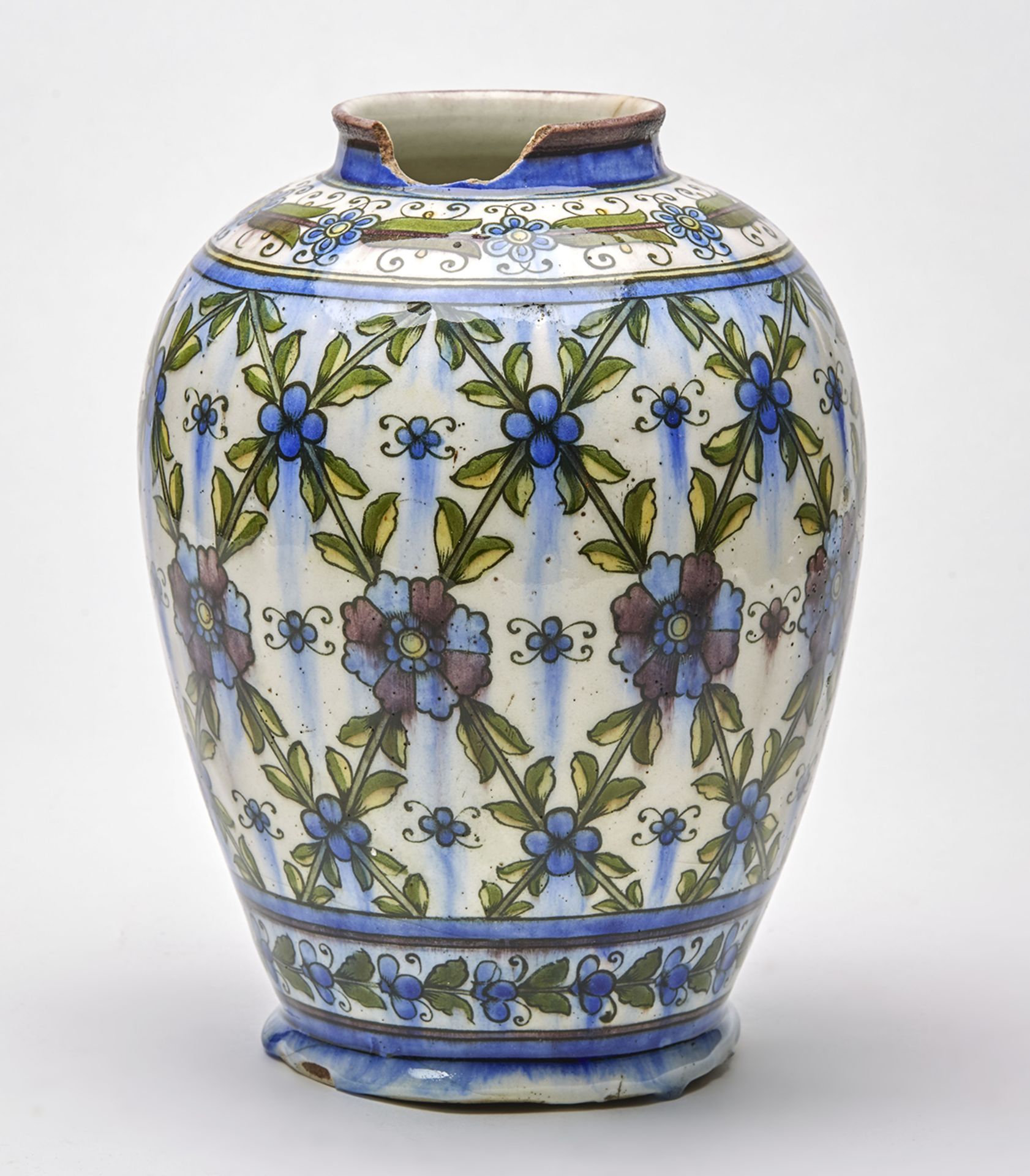 ANTIQUE PERSIAN FLORAL PAINTED BALUSTER FORM VASE, 19TH C.   DIMENSIONS   Height 28cm, Diameter 19, - Image 2 of 8