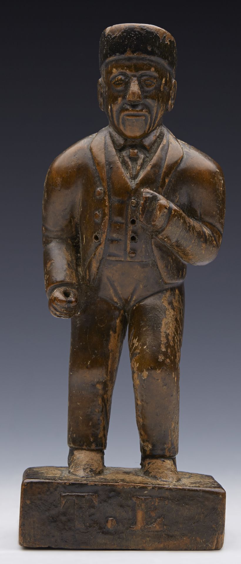 ANTIQUE CARVED BLACKFOREST SUITED FIGURE OF A LOCAL MAN 19TH C.   DIMENSIONS   Height 15cm, Width