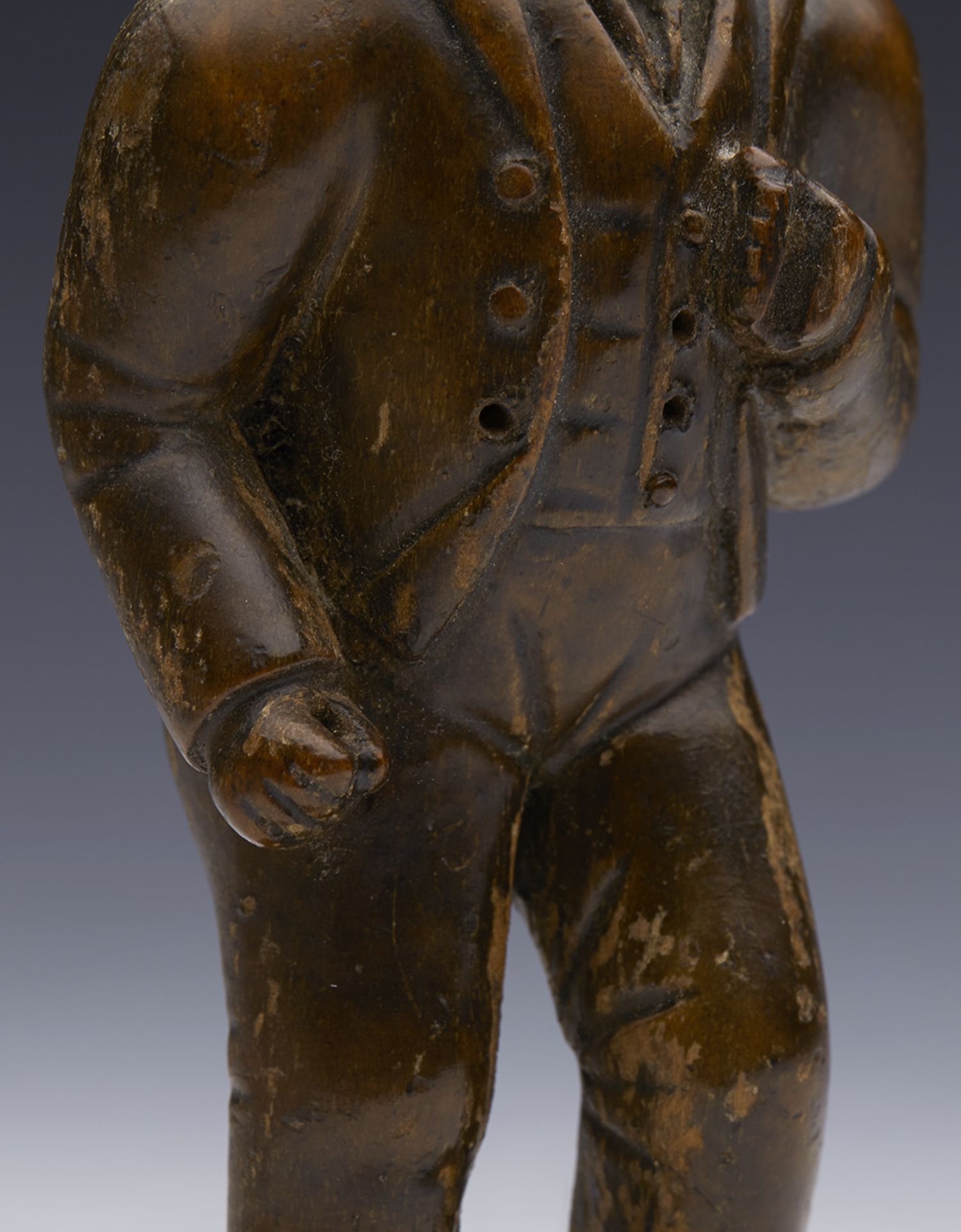 ANTIQUE CARVED BLACKFOREST SUITED FIGURE OF A LOCAL MAN 19TH C.   DIMENSIONS   Height 15cm, Width - Image 4 of 15