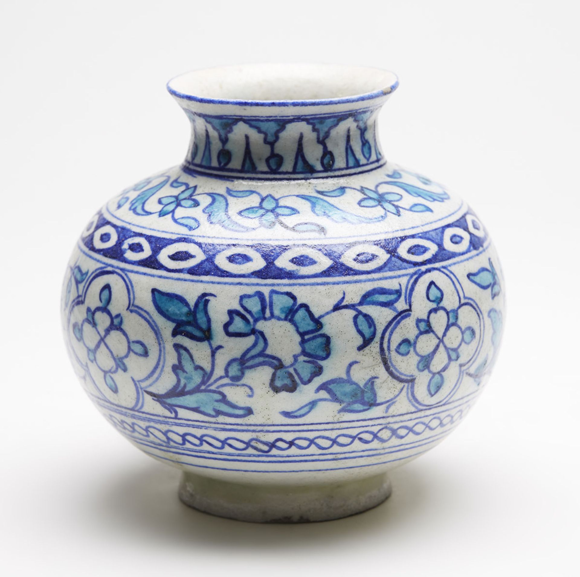 ANTIQUE MIDDLE EASTERN/INDIAN BLUE & WHITE VASE 19TH C.   DIMENSIONS   Height 13,5cm, Diameter 14, - Image 4 of 9