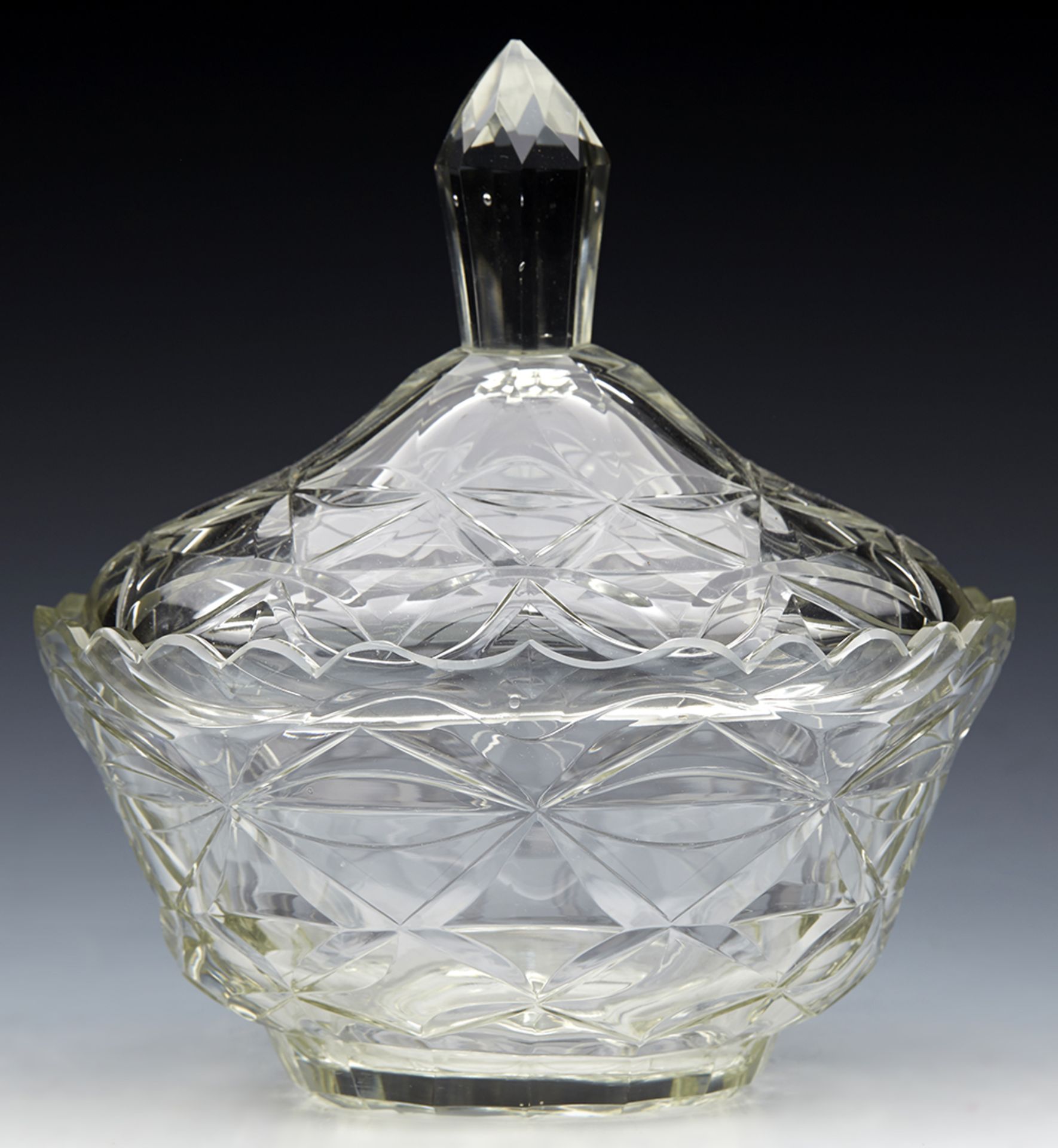 ANTIQUE CUT GLASS LIDDED BUTTER DISH AND STAND EARLY 19TH C.   DIMENSIONS   Height 19cm, Length 25, - Image 13 of 15