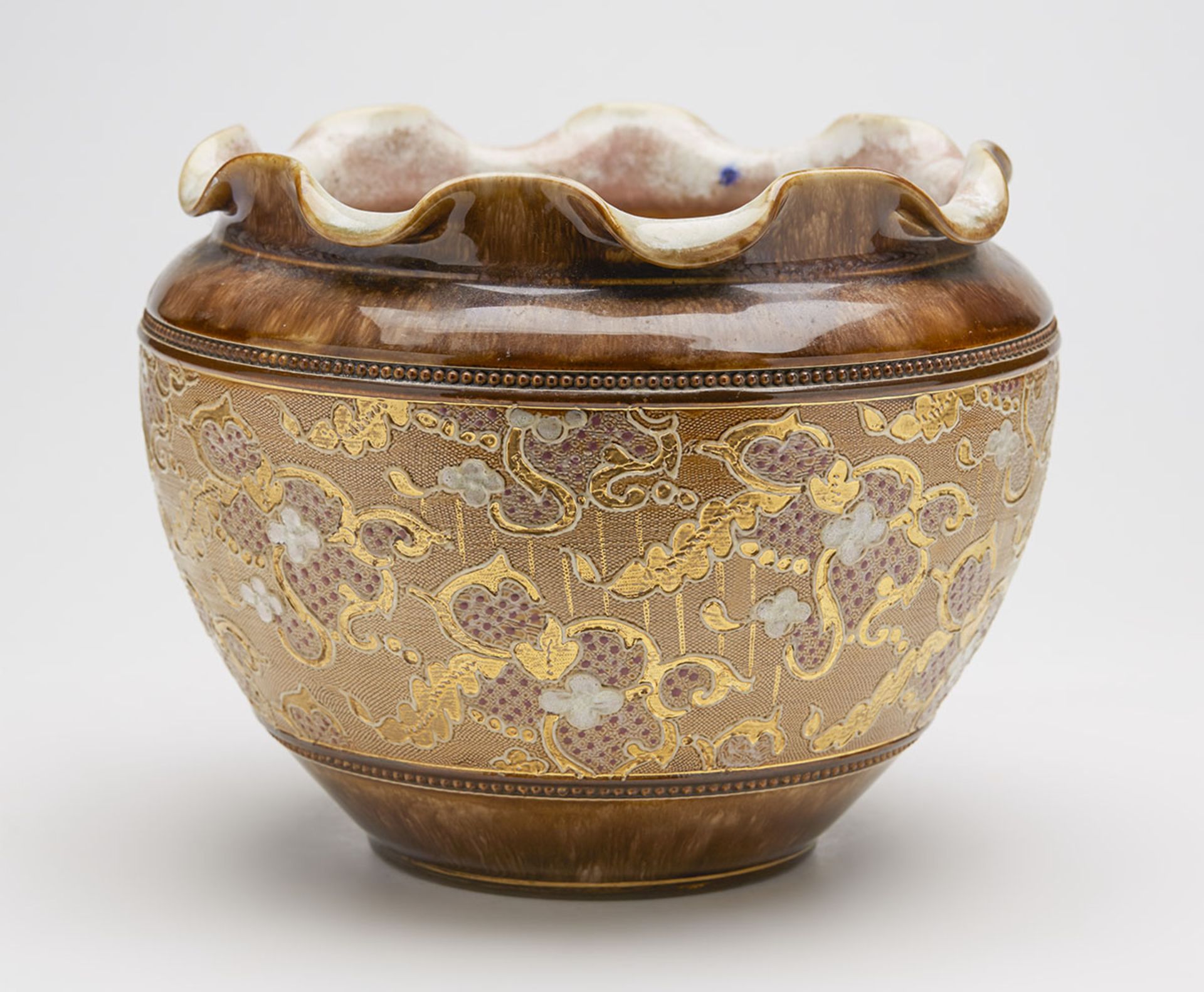 ART NOUVEAU DOULTON LAMBETH PLANTER BY ETHEL BEARD c.1905   DIMENSIONS   Height 18,5cm, Diameter - Image 5 of 8