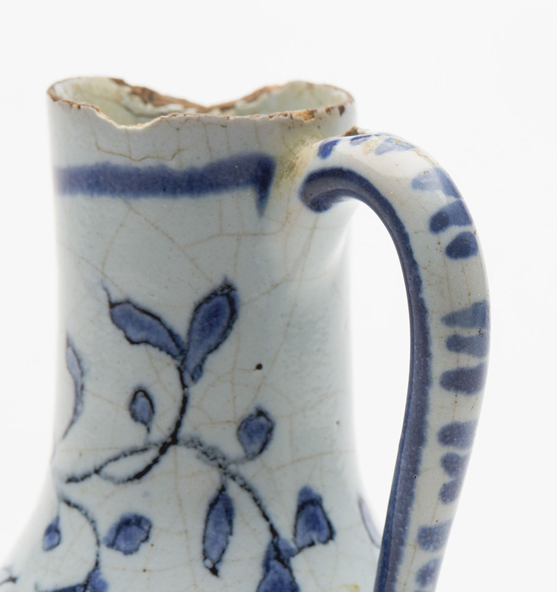 ANTIQUE DELFT TIN GLAZED FLORAL PAINTED JUG 17/18TH C.   DIMENSIONS Height 12cm   CONDITION REPORT - Image 6 of 8