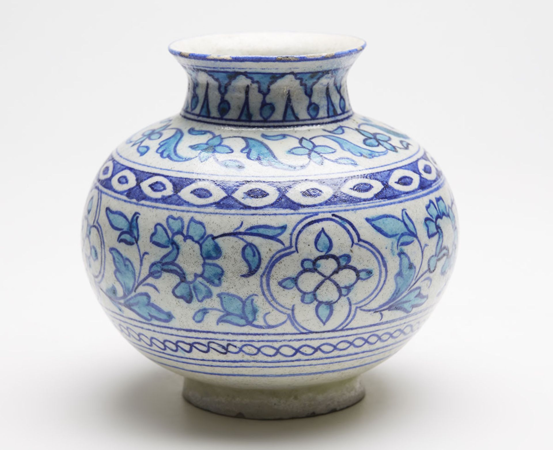 ANTIQUE MIDDLE EASTERN/INDIAN BLUE & WHITE VASE 19TH C.   DIMENSIONS   Height 13,5cm, Diameter 14,