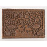 ANTIQUE ASIAN DEEP CARVED WOODEN PANEL WITH TIGERS C.1900   DIMENSIONS   Height 11cm, Width 16,75cm