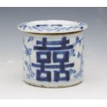 ANTIQUE CHINESE QING BLUE & WHITE PORCELAIN LIDDED PASTE POT 19TH C.   DIMENSIONS   Height 5cm,