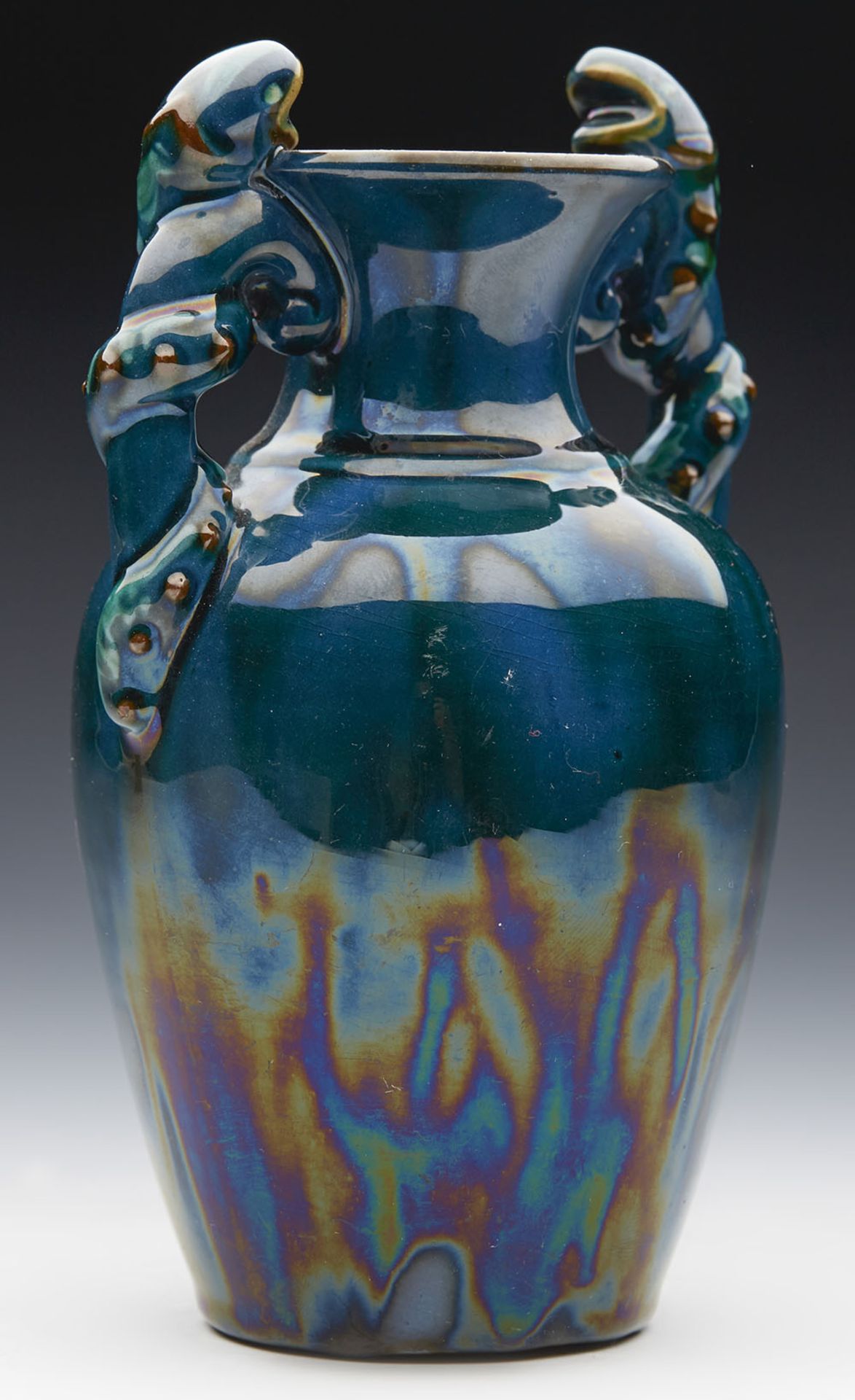 ANTIQUE LONGPARK TORQUAY TWIN GROTESQUE HANDLED VASE C.1910   DIMENSIONS   Height 16,5cm   CONDITION - Image 3 of 8