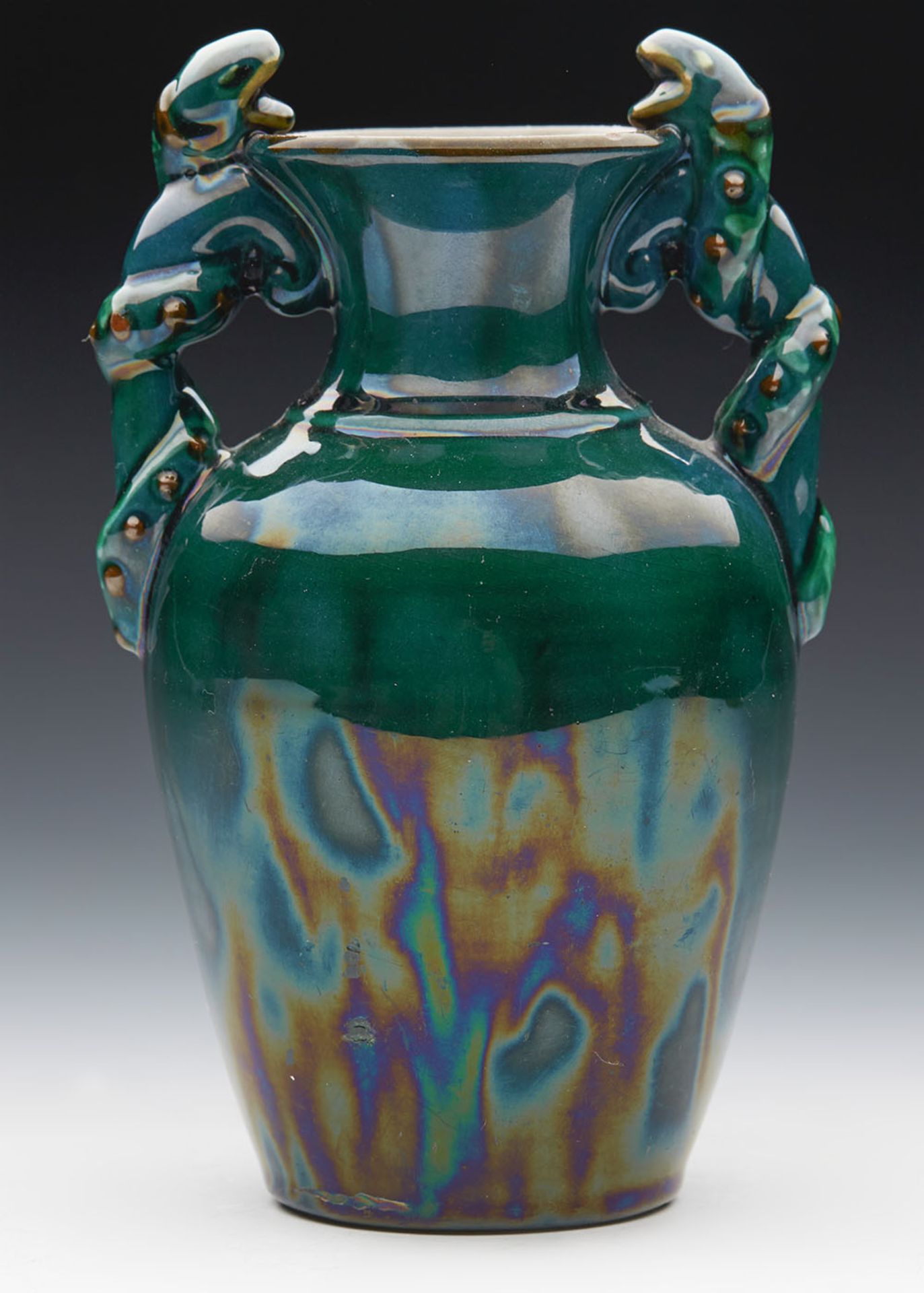 ANTIQUE LONGPARK TORQUAY TWIN GROTESQUE HANDLED VASE C.1910   DIMENSIONS   Height 16,5cm   CONDITION - Image 7 of 8