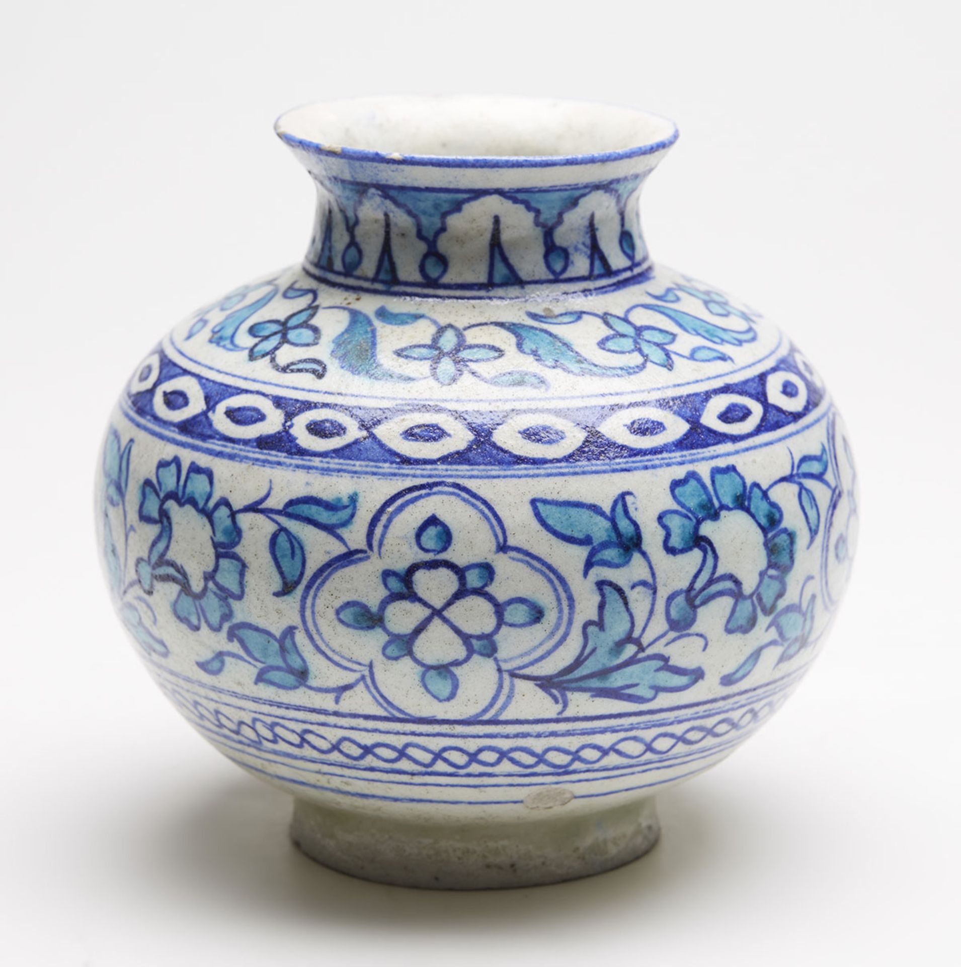 ANTIQUE MIDDLE EASTERN/INDIAN BLUE & WHITE VASE 19TH C.   DIMENSIONS   Height 13,5cm, Diameter 14, - Image 7 of 9