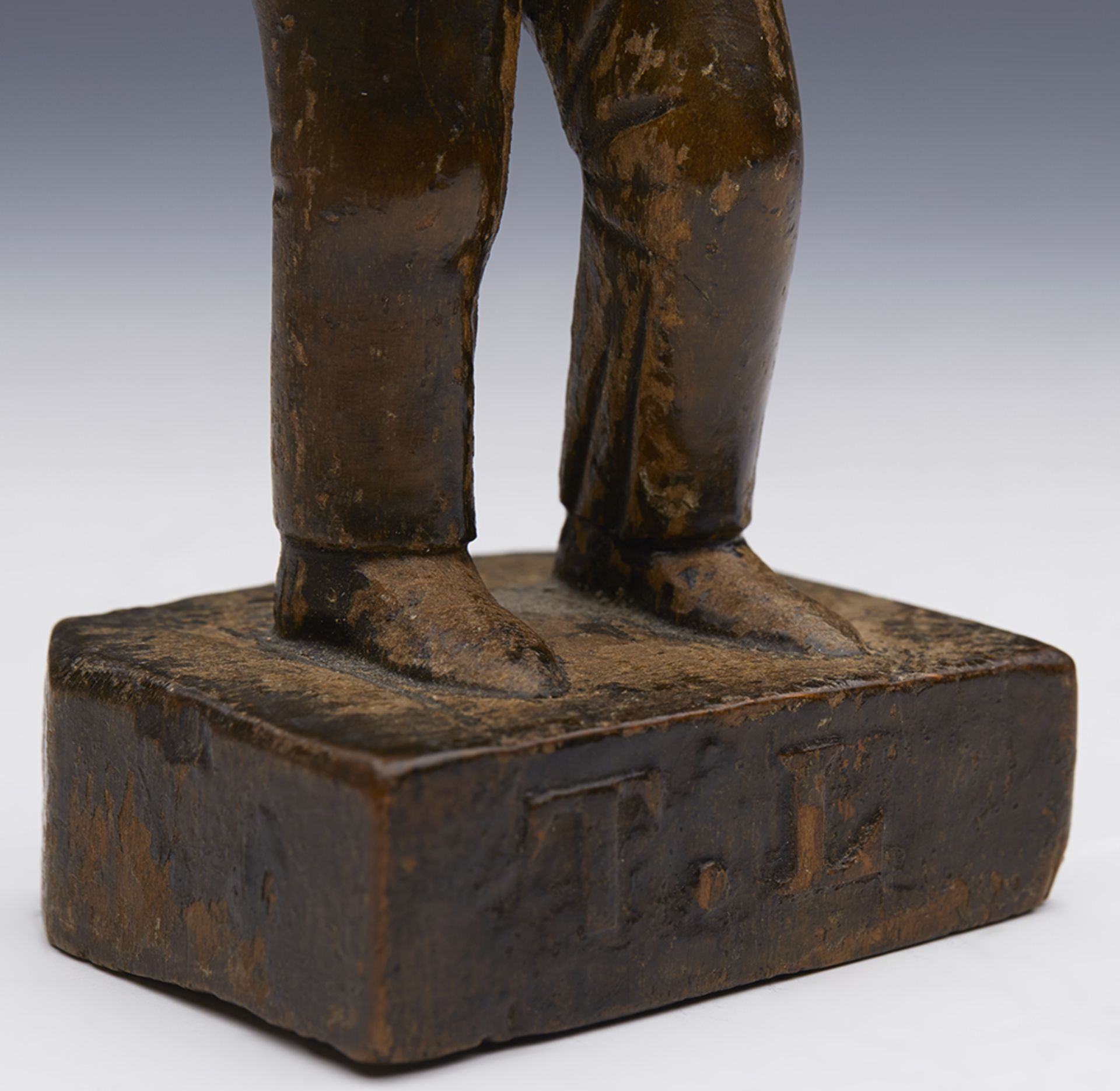 ANTIQUE CARVED BLACKFOREST SUITED FIGURE OF A LOCAL MAN 19TH C.   DIMENSIONS   Height 15cm, Width - Image 12 of 15