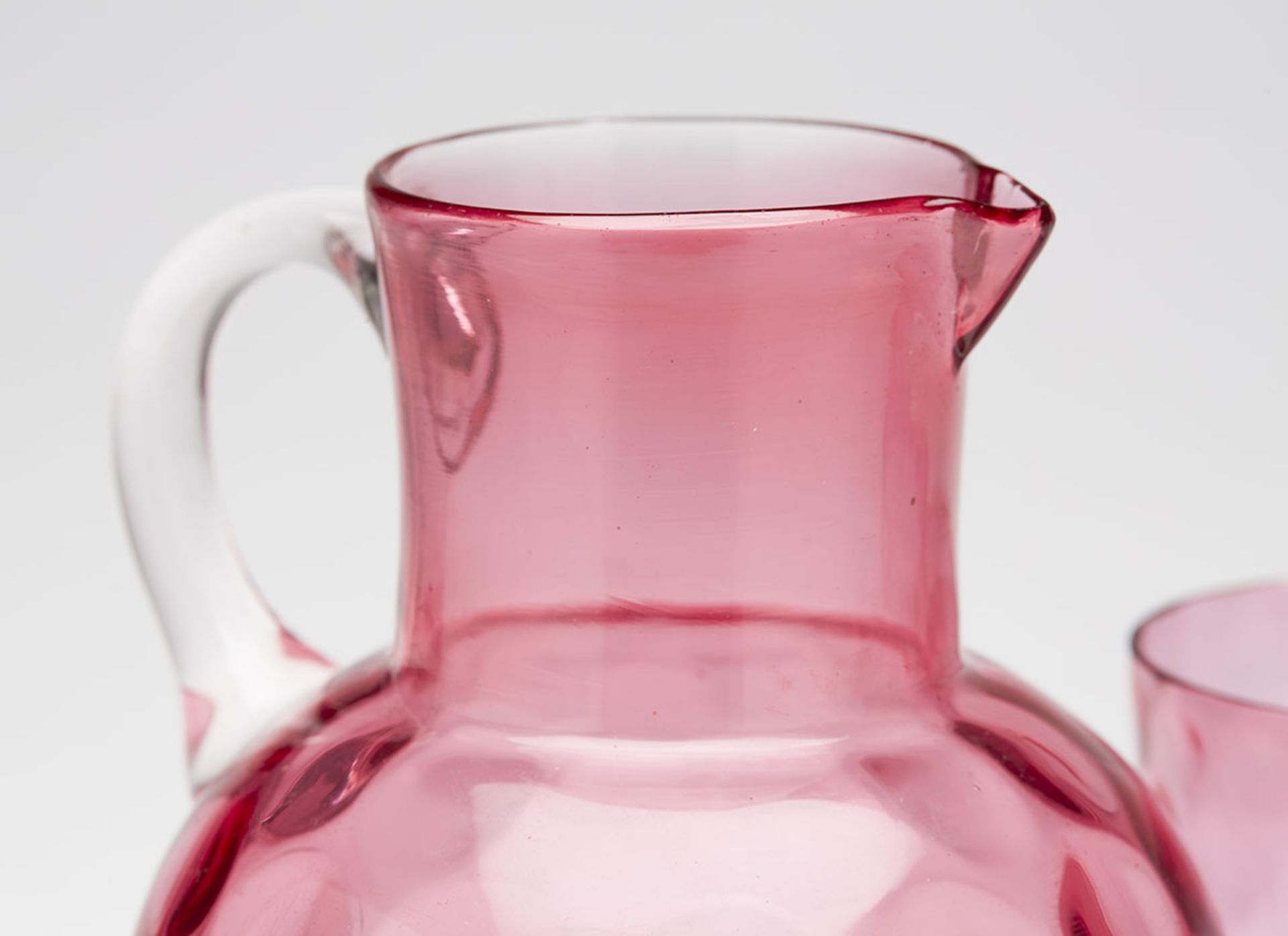 ANTIQUE CRANBERRY GLASS WATER JUG & MATCHING GLASSES 19TH C   DIMENSIONS   Height (max) 15cm - Image 3 of 8