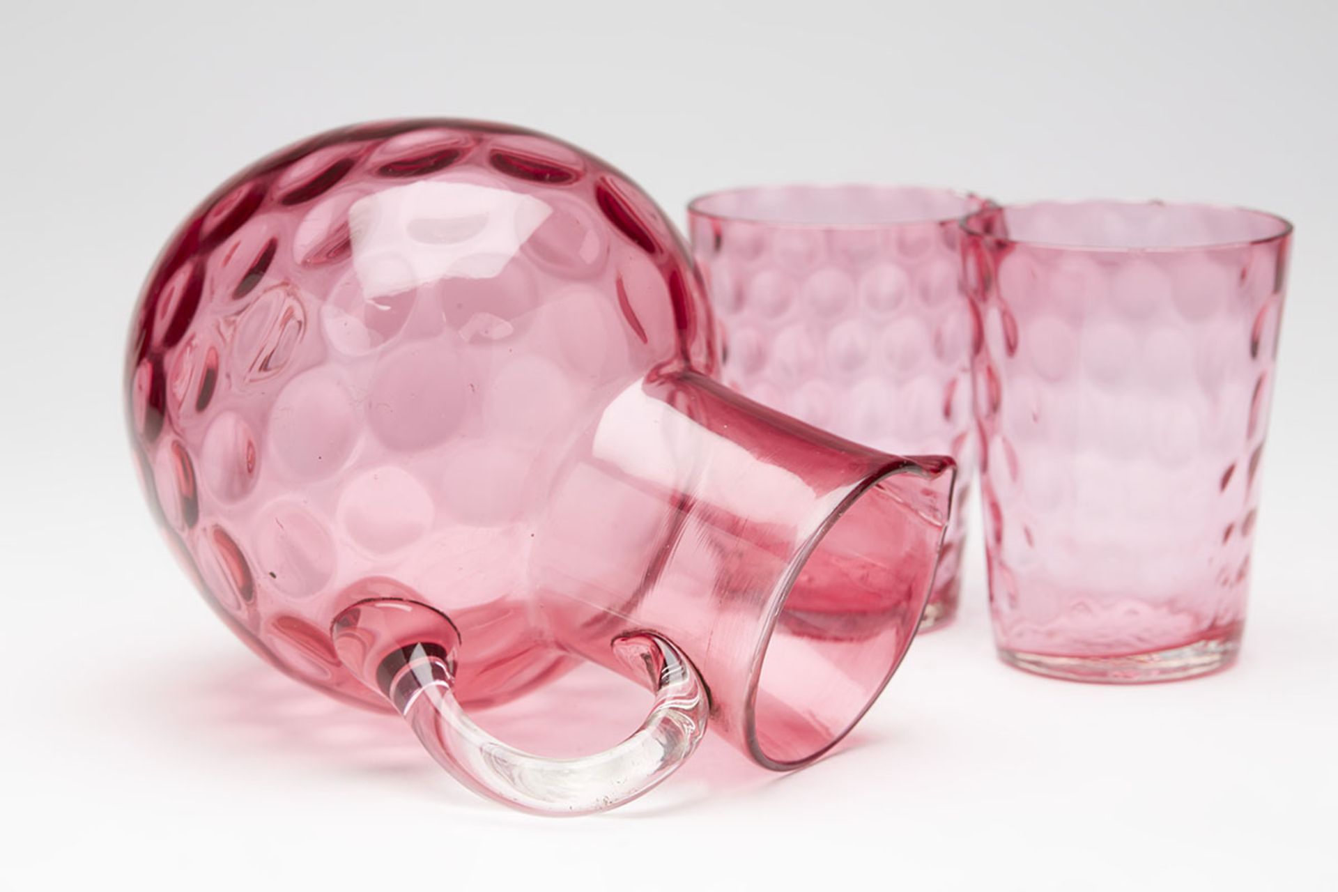 ANTIQUE CRANBERRY GLASS WATER JUG & MATCHING GLASSES 19TH C   DIMENSIONS   Height (max) 15cm - Image 8 of 8