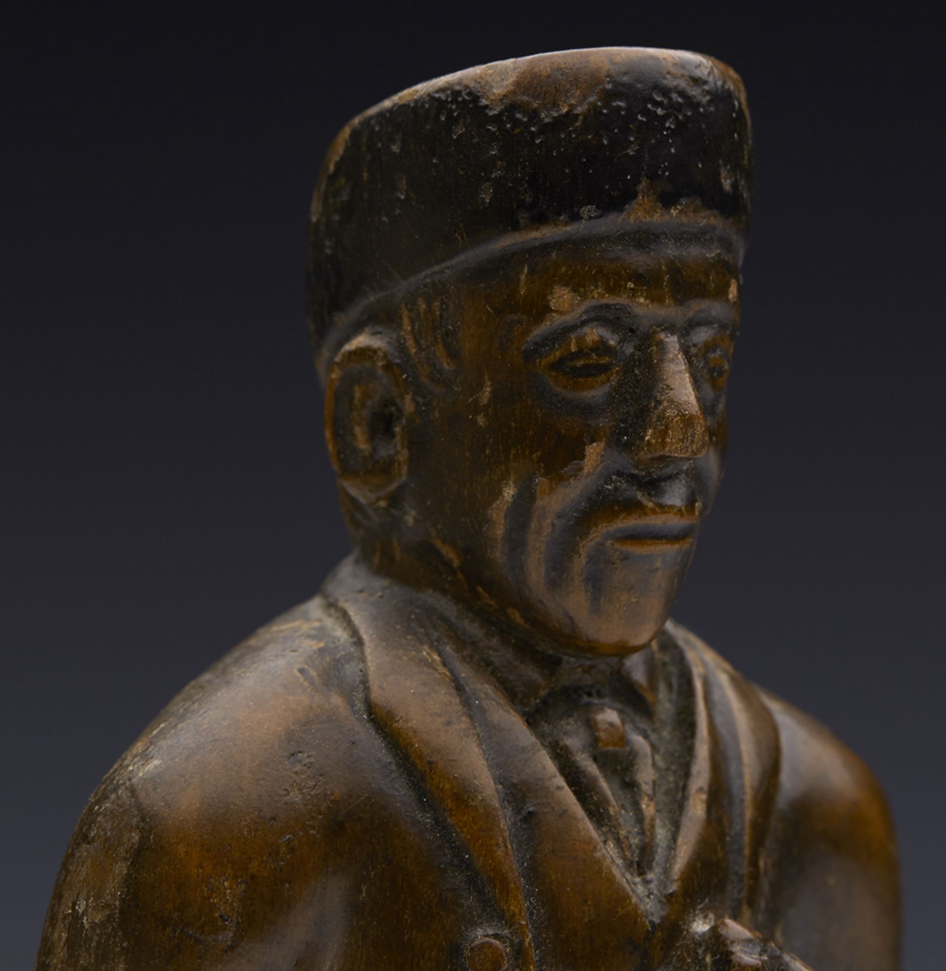 ANTIQUE CARVED BLACKFOREST SUITED FIGURE OF A LOCAL MAN 19TH C.   DIMENSIONS   Height 15cm, Width - Image 5 of 15