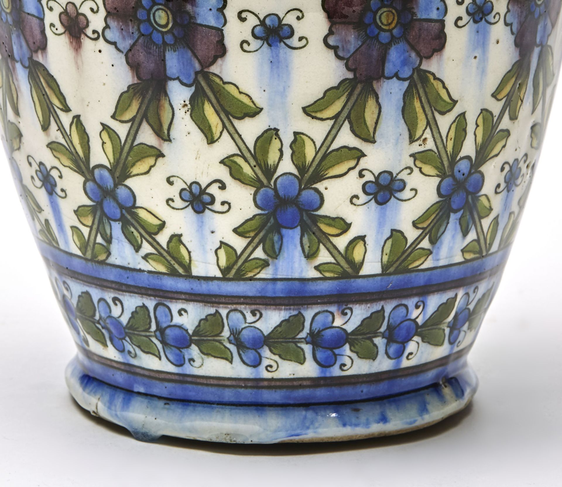 ANTIQUE PERSIAN FLORAL PAINTED BALUSTER FORM VASE, 19TH C.   DIMENSIONS   Height 28cm, Diameter 19, - Image 4 of 8