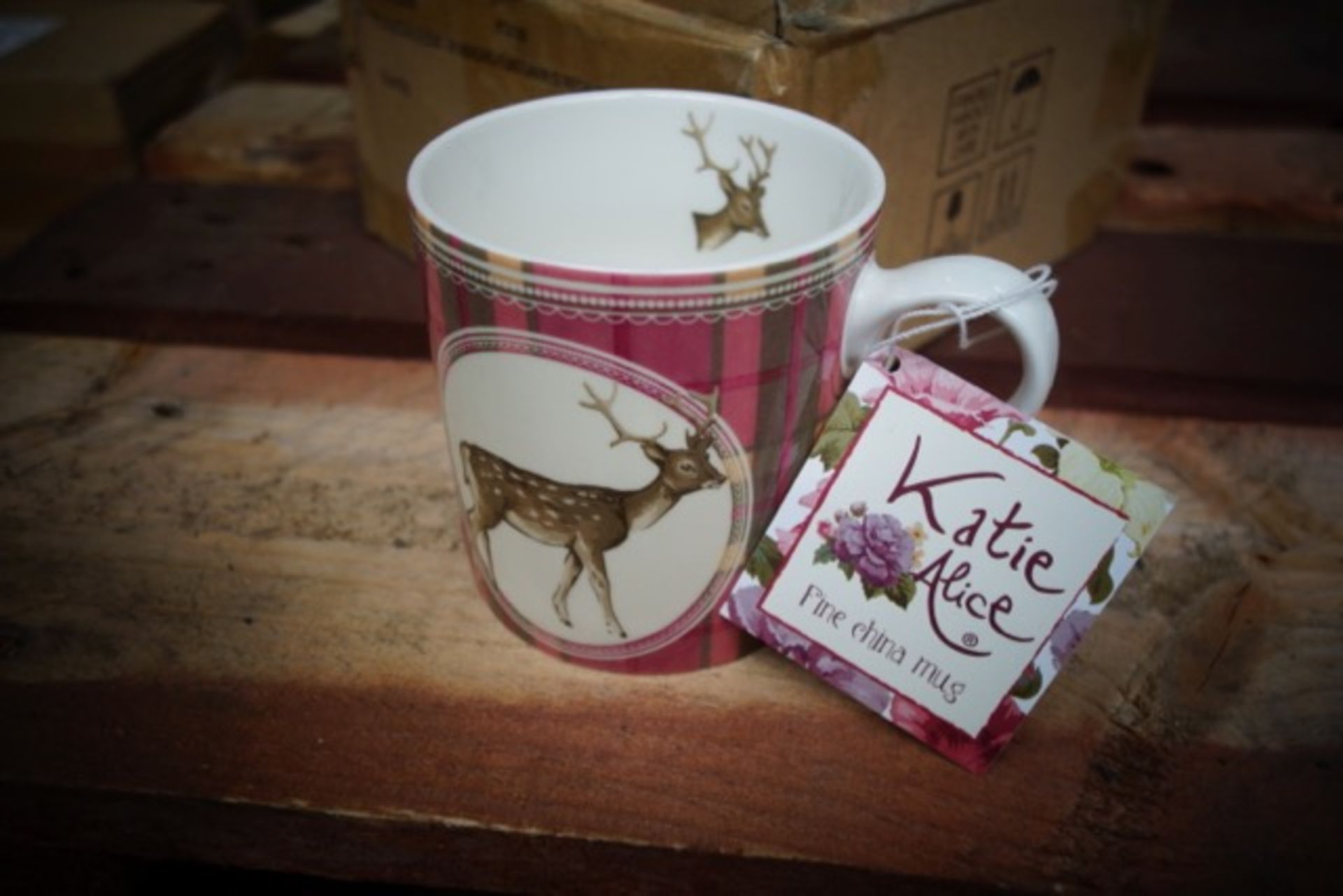 32 x Brand New Kate Alice Fine China Mugs - Highland Fling Design. RRP £9.99 each