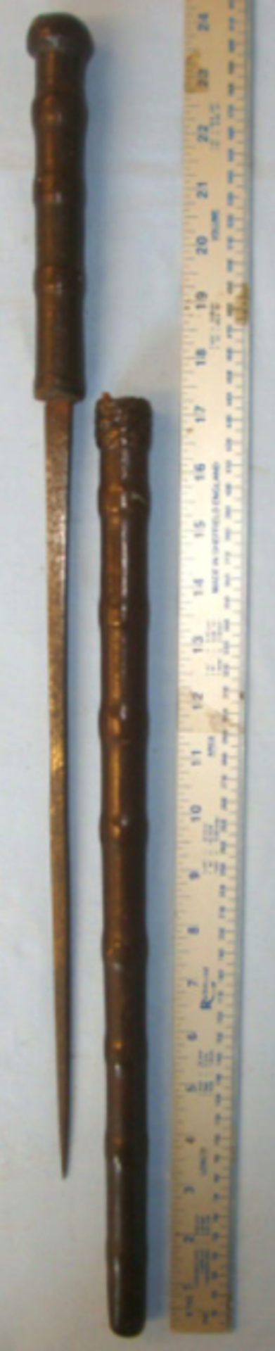Late Victorian/ Boer War Era British Officer's Brown Leather Covered Wood Swagger Sword Stick With