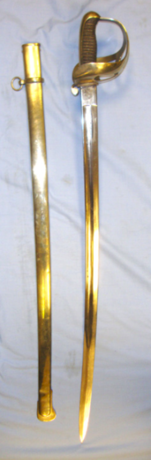 German Heavy Cavalry Sabre Etched 'Aug. Savelkoul Batavia' & Scabbard   This is a nice German - Image 3 of 3