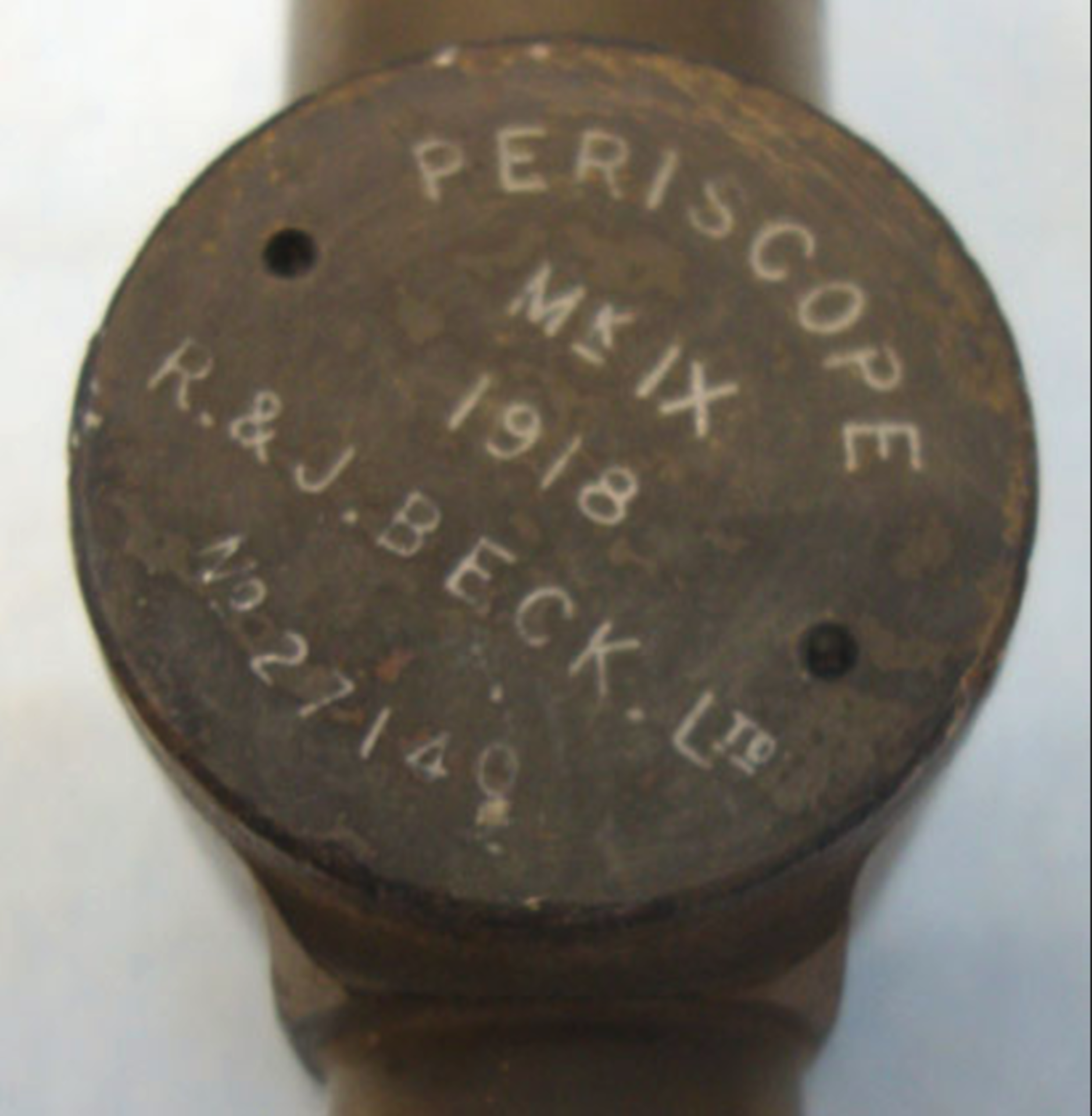 British WW1 1918 MK IX Brass Trench Periscope By R & J Beck Ltd With Screw off Wood Handle.   An - Image 3 of 3