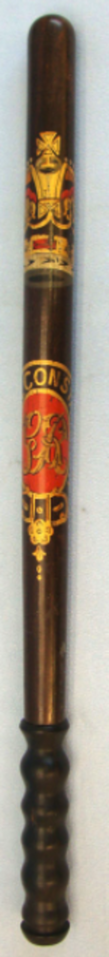 A Long Two Piece Police Truncheon, Hand Decorated, Kings Crown, To Fifeshire Constabulary.   Fife