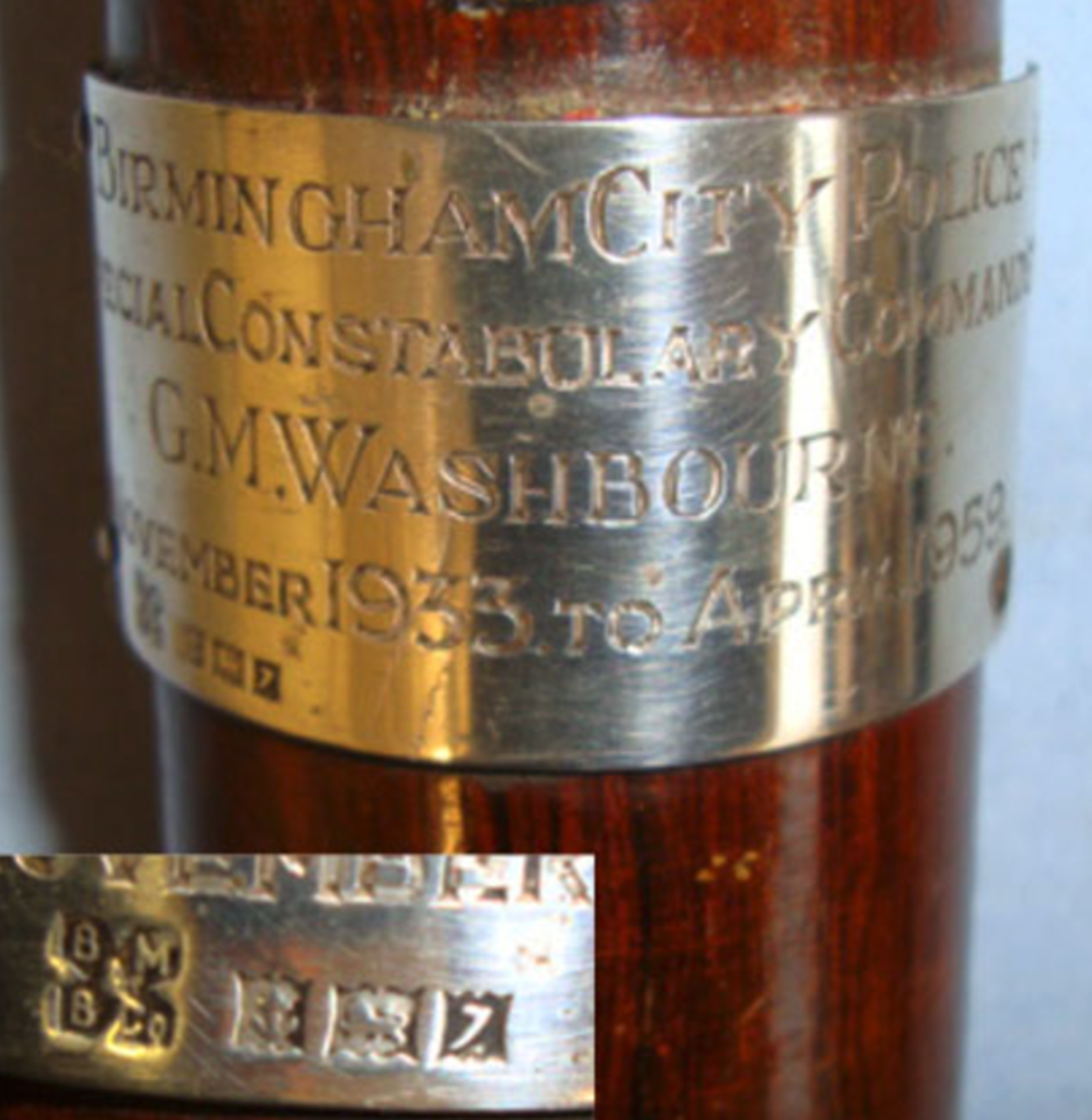 1933-1959 Dated, Birmingham City Police Special Constabulary Commander's Presentation Truncheon With - Image 2 of 3