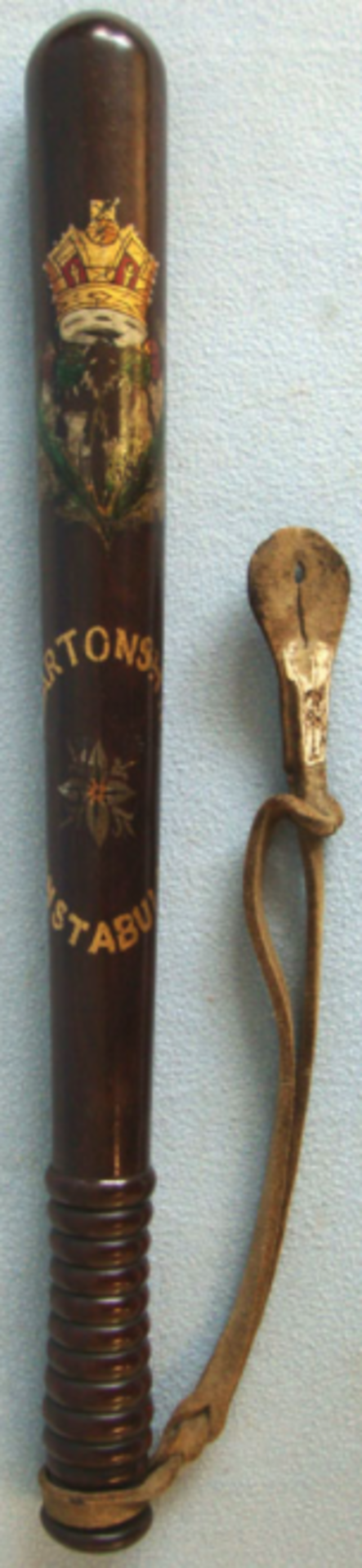 Kings Crown Police Presentation, Hand Decorated Truncheon to Dubartonshire Constabulary.   A Kings - Image 2 of 2