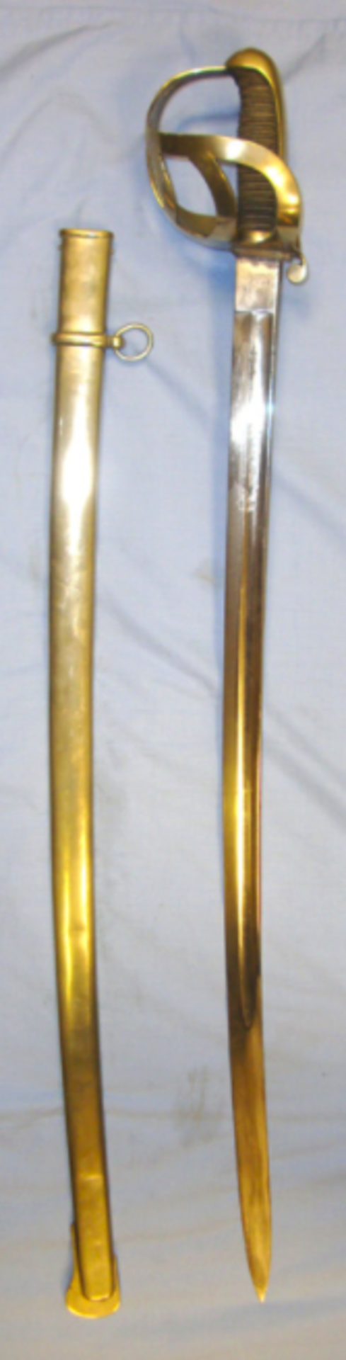 German Heavy Cavalry Sabre Etched 'Aug. Savelkoul Batavia' & Scabbard   This is a nice German