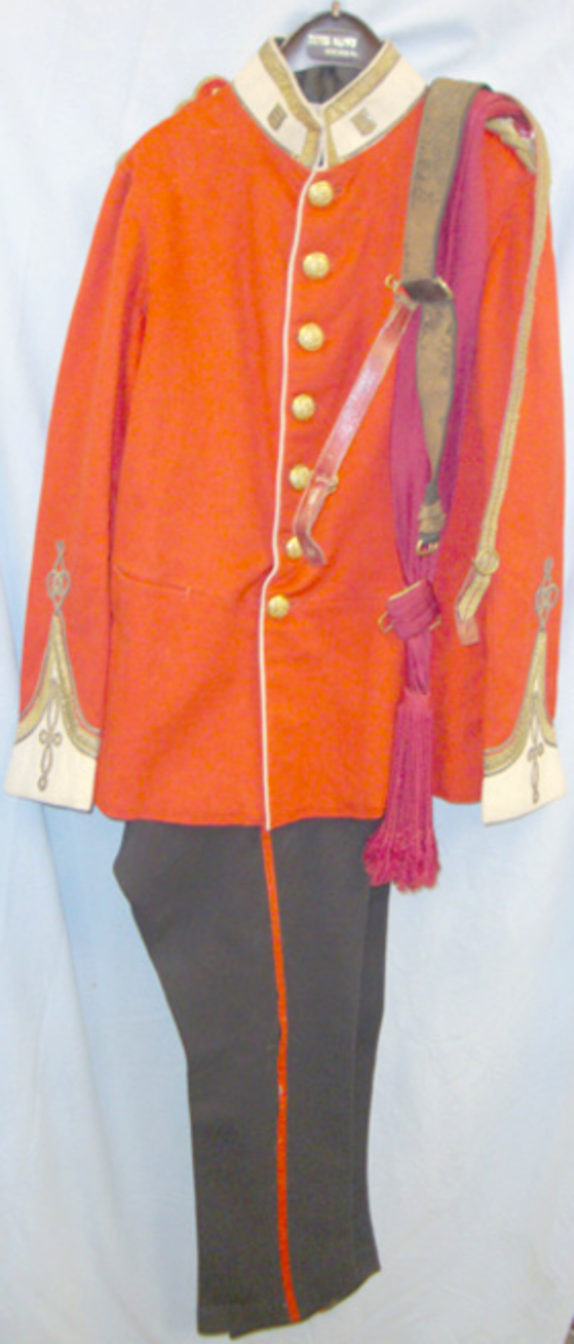 Captains Full Dress Uniform (Scarlet Tunic & Black Overall Trousers) Essex Regiment.   This is an