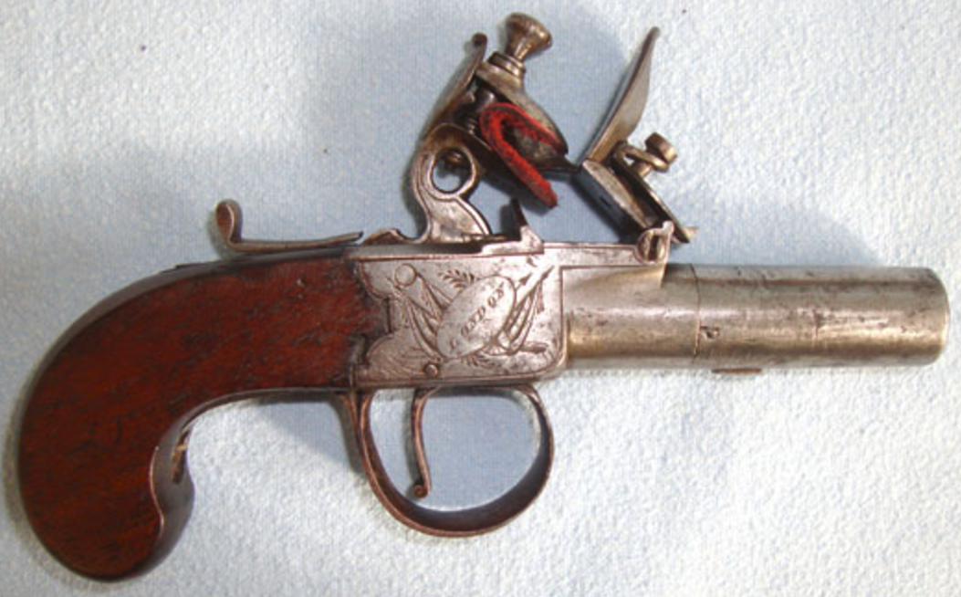 C1820 English Thomas Spencer,London, .45Ó Bore Flintlock Pocket Pistol With Screw Off Barrel.