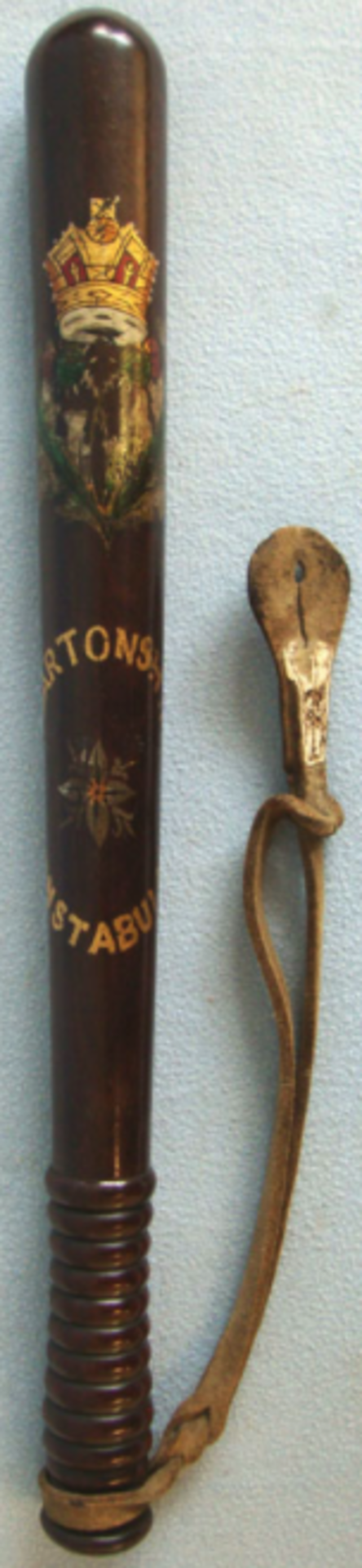 Kings Crown Police Presentation, Hand Decorated Truncheon to Dubartonshire Constabulary.   A Kings