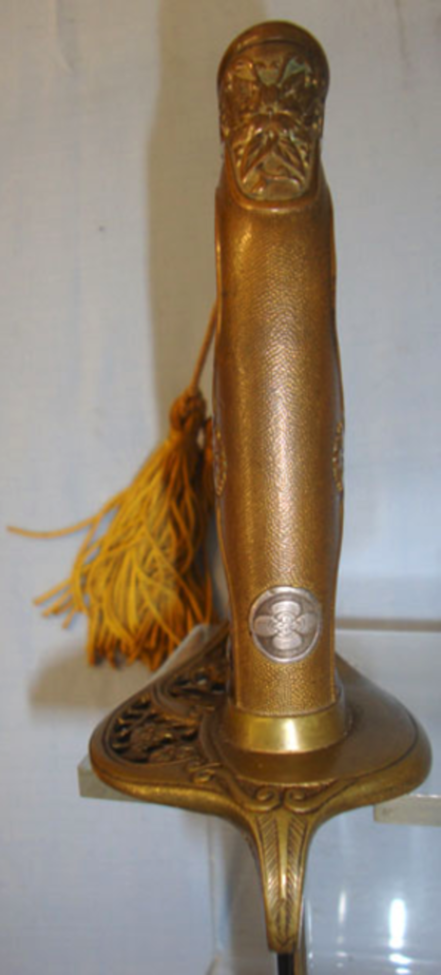Pre 1941 Japanese Junior Army Officer's Parade Sabre With Applied Family 'Mon' Badge With Silk Cord, - Image 2 of 3