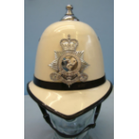 Isle Of Man Police Queen's Crown Badged Constable's/Sergeant's White Composite Summer Helmet With