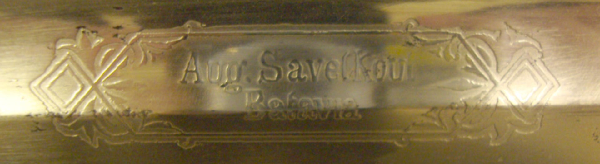 German Heavy Cavalry Sabre Etched 'Aug. Savelkoul Batavia' & Scabbard   This is a nice German - Image 2 of 3