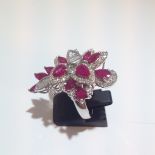 Diamond ruby cluster ring Pre-Owned
