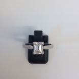 Pre-owned Emerald cut Diamond set in Platinum Comes with valuation certificate dated