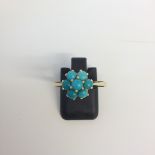 Turquoise Dress ring Pre-owned 7 stones set in gold marked 750