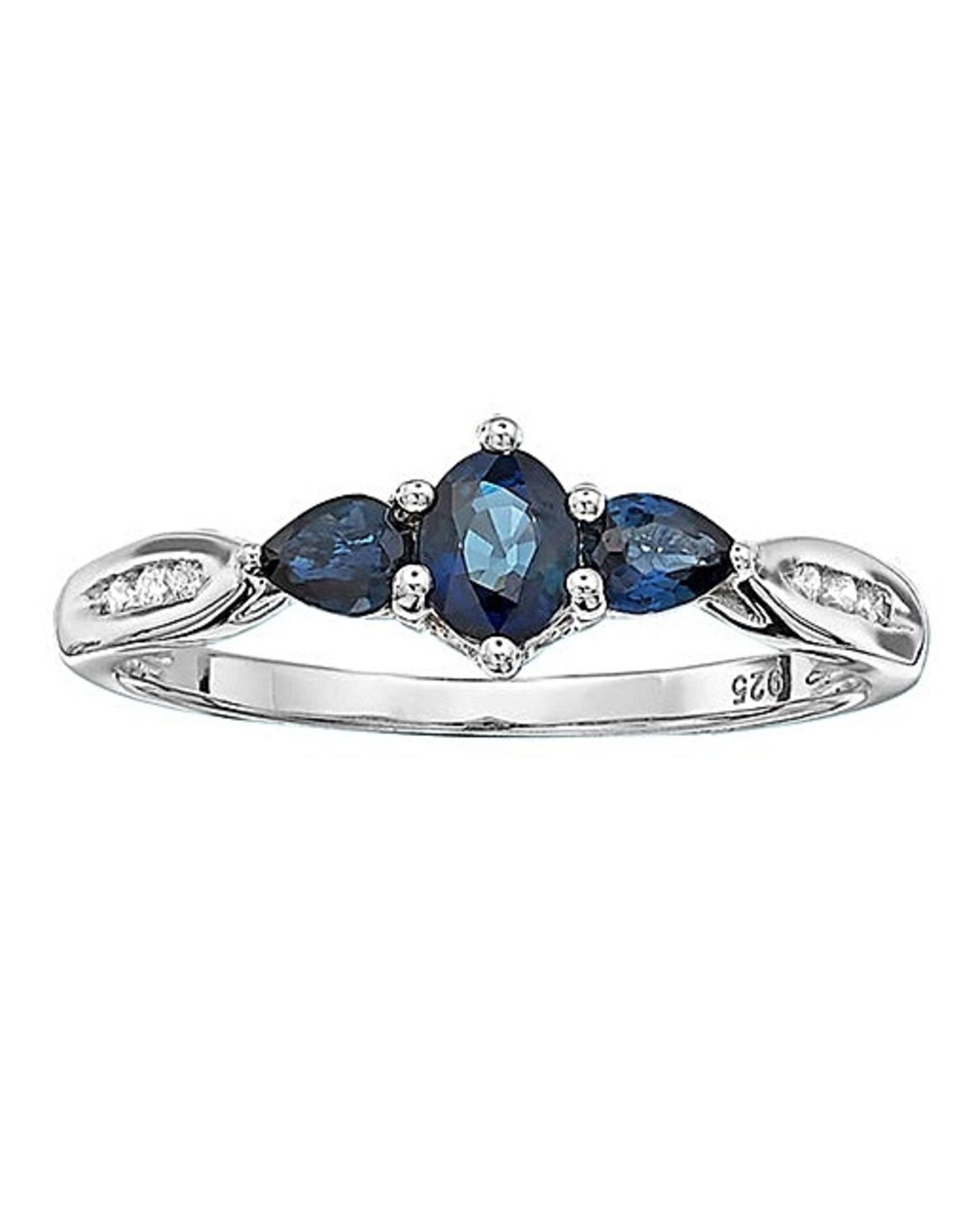 This stunning 925 Solid Sterling Silver ring set with Sapphires & White Topaz is a beautiful piece