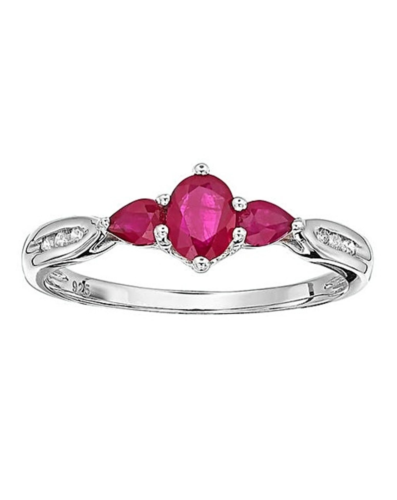 This stunning 925 Solid Sterling Silver ring set with Ruby & White Topaz is a beautiful piece of
