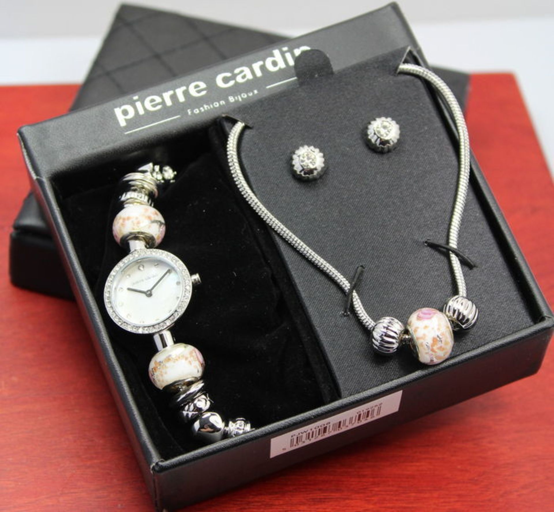 Pierre Cardin Ladies Designer Watch, Necklace, Earrings Set - Stainless Steel Case - Stainless Steel