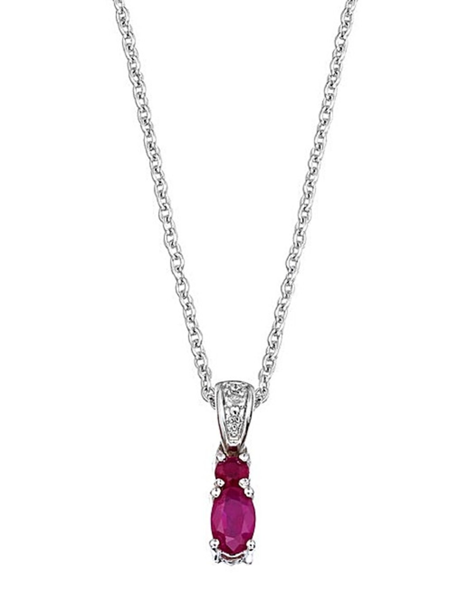 This stunning 925 Solid Sterling Silver drop pendant set with Ruby & White Topaz is a beautiful