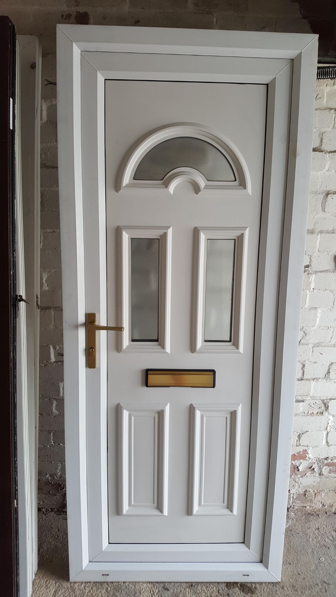 Brown outside White inside Used UPVC Door 850 x 2040 complete with lock & keys - Image 2 of 2