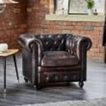 Handmade Shoreditch Dark Brown leather Chesterfield armchair in a selection stylish hand-aged