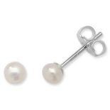 Trade quantity - 5 x Genuine 5mm freshwater pearl stud earrings on sterling silver. Brand new