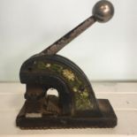 Victorian cast iron letter press with painted foliate detailing. Has crack as shown. Includes free