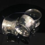 Set of three vintage white metal napkin rings. Includes free UK delivery