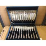 24 piece cased vintage Art Deco ROMNEY PLATE fish knives forks cutlery for 12. Includes free UK
