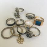 Group of ten vintage costume jewellery dress rings. Includes free UK delivery.