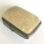 An excellent antique French purse having mother of pearl and white metal casing, multi pockets